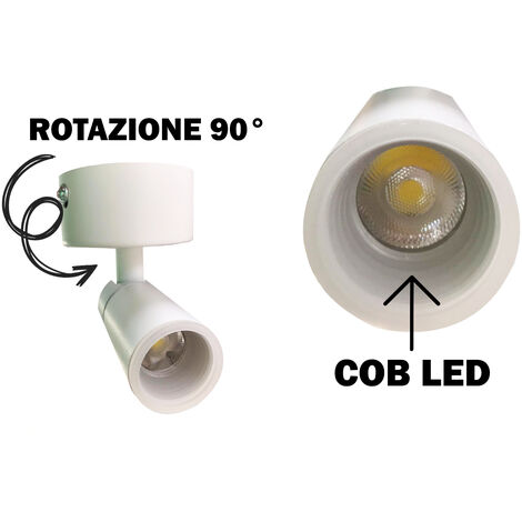 FARETTO LED SOFFITTO ORIENTABILE 3W LUCE FREDDO MODERNO BIANCO APPLIQUE  SPOT LED