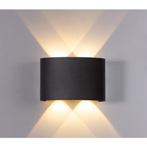 Applique LED Lampada Parete 12W Ovale Nero Doppia Luce Calda Esterno  Interno D10