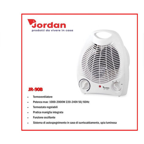 BES-27089 - Piccoli e grandi elettrodomestici - beselettronica - Stufa  elettrica caldobagno stufetta alogena quarzo termoventilatore JORDAN 800W