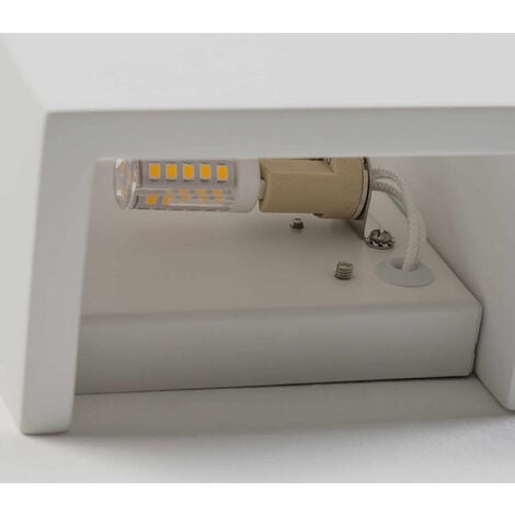 Applique Lampada Parete Gesso Interno Bianco 2 livelli Muro Verniciabile G9 5040