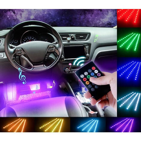 Striscia LED Interni Auto 4 Barre Strip RGB 48LED Atmosfera Luci  Telecomando 528