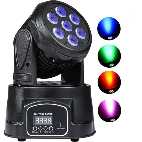 Faro LED Strobo 7 LED Proiettore Effetto Luci Discoteca RGB Testa Rotante  MD-710