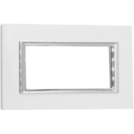 Placca Interruttore 4 Moduli Copri Placchetta Bianca Copripresa C4804 WHT (1/5)