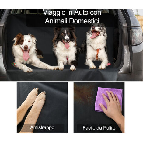 PawHut Telo Coprisedile Auto per Cani Effetto Velluto con Fondo Antiscivolo  e Cinghie di Fissaggio, 160x145cm, Grigio 160x145cm