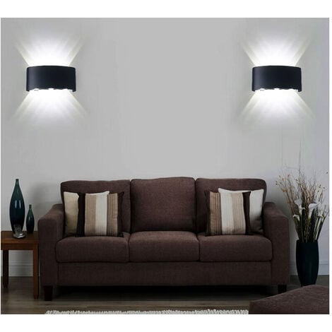 Applique Led Interno Esterno 18W Luce Fredda Lampada Parete Nera Ovale FD-17