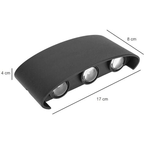 Applique Led Interno Esterno 18W Luce Fredda Lampada Parete Nera Ovale FD-17