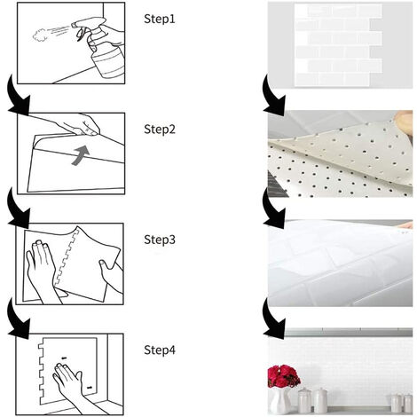 Piastrelle Adesive Effetto Marmo - 16 Pezzi 60x30 Cm, Per Cucina E Bagno, Antracite, Facili Da Applicare - Foto 8