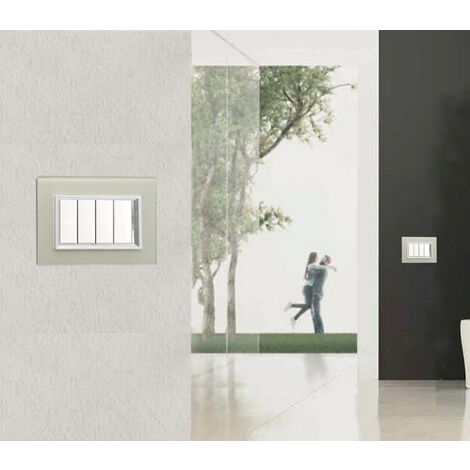 Placca Interruttore 4 Posti Copri Placchetta Oro Lucido 3pz Copripresa C8804 85001533