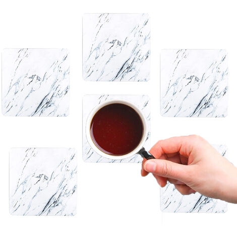 Sottobicchieri Quadrato Stampa Marmo Set 6PZ Tappetino Tazza Poggiabicchieri (1/5)