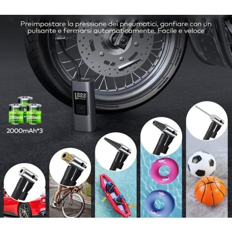 Mini Compressore ad Aria Auto Portatile Gonfiatore Ricaricabile Display LED Auto