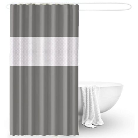 Tenda Doccia Antimuffa 180x200cm Impermeabile Grigio con Anelli Bagno PEVA 03355