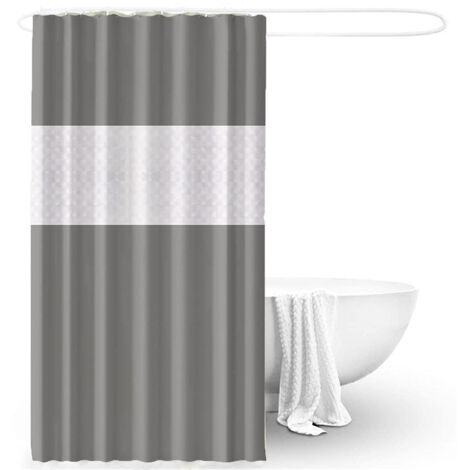 Tenda Doccia Antimuffa 180x200cm PE Bianco/Nero Decor Albero