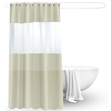 Tenda Doccia Antimuffa 180x200cm Copri Vasca Bagno Peva Impermeabile Beige 03361