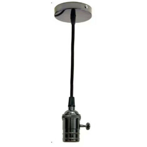 Lampadario Portalampada a Sospensione 2M Vintage Nero Effetto Metallo E27 60W