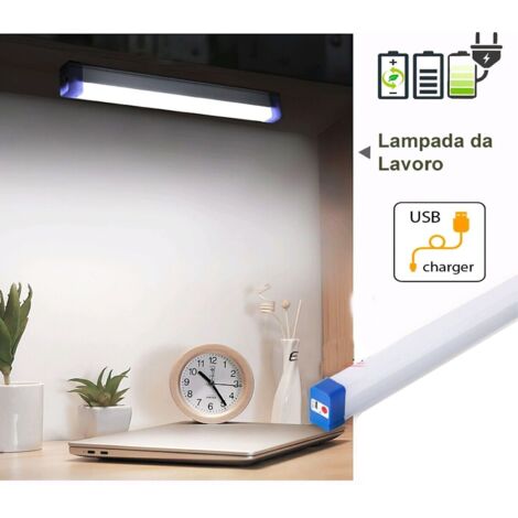 Lampada Emergenza LED Luce Fredda 17CM Batteria Ricaricabile Torcia  Portatile