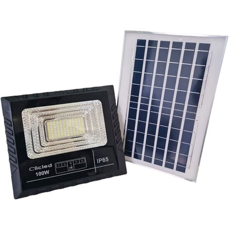 Faro LED Solare 100W Con Pannello Solare Indicatore Carica Luce