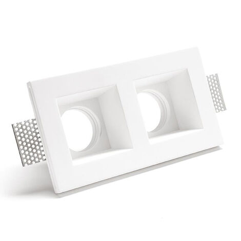Porta Faretto Gesso Incasso Bianco 2 Luci Soffitto Quadrato Verniciabile GS-5053 (1/5)