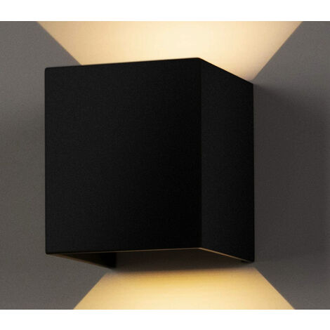 Applique LED Lampada Parete 20W Cubo Nero Doppia Luce Calda Muro Interno Esteno (1/5)