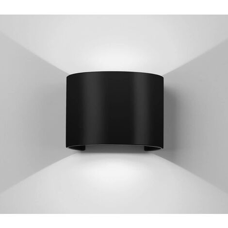 Applique Led Cob Lampada Parete 20W Ovale Nero Luce Fredda Interno Esterno F-19