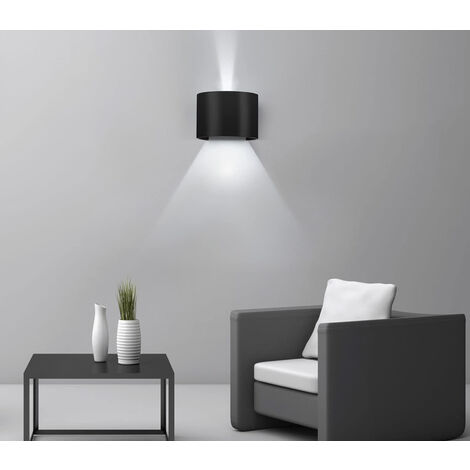 Applique Led Cob Lampada Parete 20W Ovale Nero Luce Fredda Interno Esterno F-19