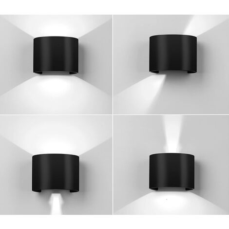 Applique Led Cob Lampada Parete 20W Ovale Nero Luce Fredda Interno Esterno F-19