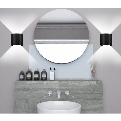 Applique Led Cob Lampada Parete 20W Ovale Nero Luce Fredda Interno Esterno F-19