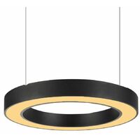 Lampadario sospensione cerchio anello luminoso 60cm luce calda nero moderno