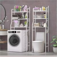 Scaffale Bagno Sopra Lavatrice 152x68x25 3 Ripiani Mobile Bianco Salvaspazio Wc