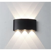 Applique Led Interno Esterno 18W Luce Naturale Lampada Parete Nera Ovale FD-17