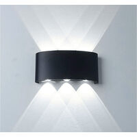 Applique Led Interno Esterno 18W Luce Fredda Lampada Parete Nera Ovale FD-17