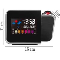 SVEGLIA DIGITALE OROLOGIO Lcd Con Proiettore Led Igrometro Temperatura