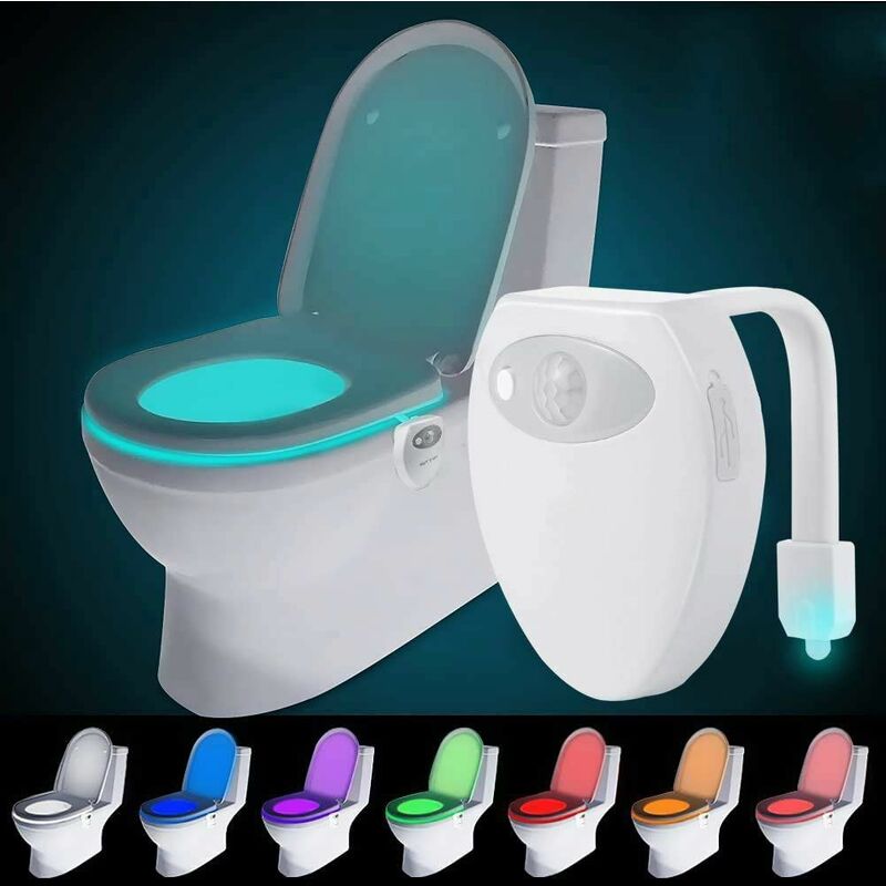 1 Stück 8 wechselnde Farben Nachtlicht für Badezimmer WC Schüssel plastik Bewegungsmelder SUNICOL LED WC Lampe mit UV Sterilisator batteriebetrieben 