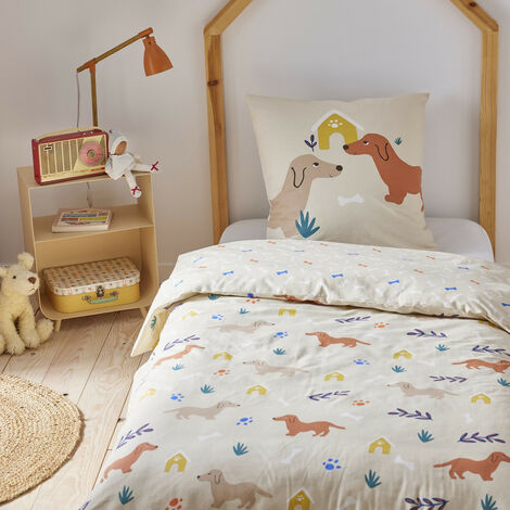 Parure de lit enfant chien réversible 140x200cm (1/5)