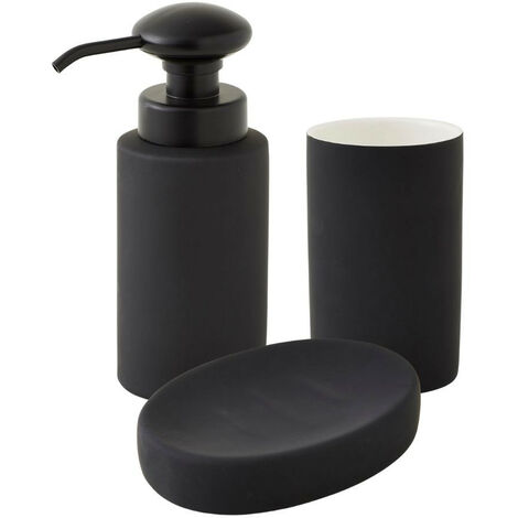 Set salle de bain uni 3 pièces céramique noir