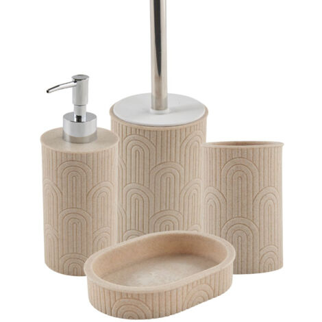Set salle de bain arche 4 pièces polyrésine beige