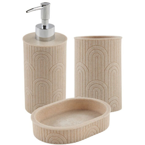 Set salle de bain arche 3 pièces polyrésine beige