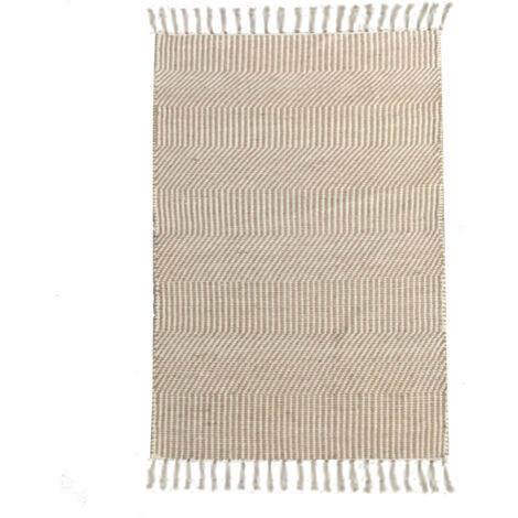 Tapis déco à franges en jute et coton 140x200cm (1/4)