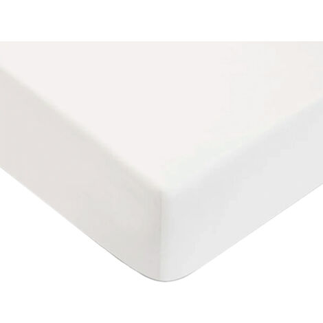 Drap housse uni en coton 57 fils blanc 180x200cm