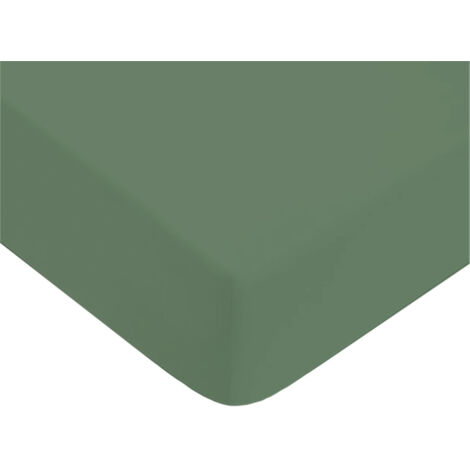Drap housse uni en coton 57 fils eucalyptus 180x200cm