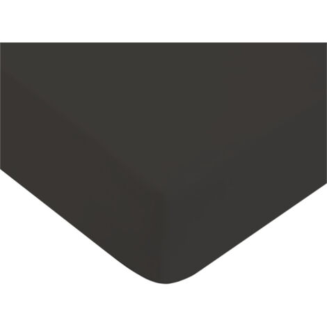 Drap housse uni en coton 57 fils anthracite 160x200cm
