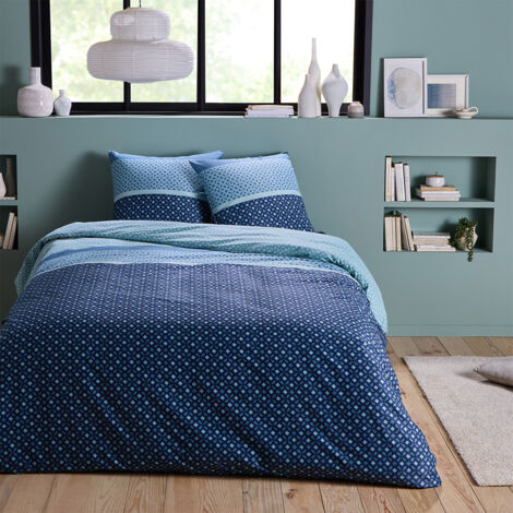 Parure de lit géométrique 200x200cm en microfibre – 2 taies d'oreiller 63x63cm – Certification OEKO-TEX® – Lavage à 30°C – Future Home