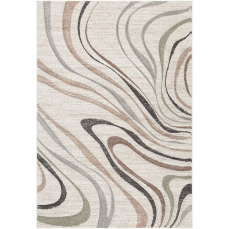 Tapis abstrait 160x230 cm en polypropylène – Motifs fluides beige et gris – Épaisseur 0,6 cm – Texture douce et confortable – Future Home