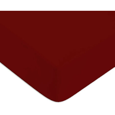 Drap housse en coton 57 fils uni bonnet 25cm terracotta 140x200cm