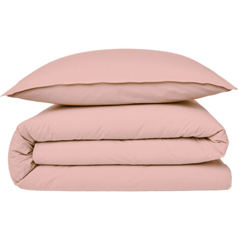 Housse de couette en coton 57 fils unie rose 200x200cm