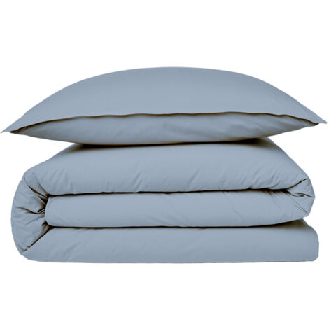 Housse de couette en coton 57 fils unie nuage 200x200cm (1/3)