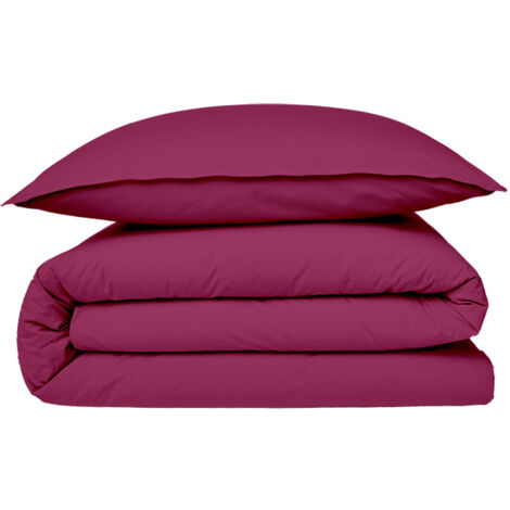 Housse de couette en coton 57 fils unie magenta 260x240cm
