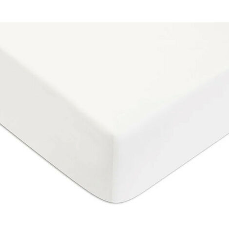 Drap housse en coton 57 fils uni bonnet 25cm blanc 80x200cm