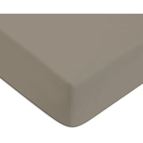 Drap housse en coton 57 fils uni bonnet 25cm vison 180x200cm