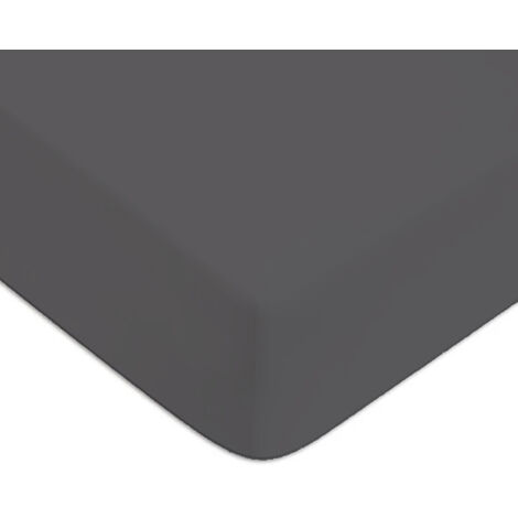 Drap housse en coton 57 fils uni bonnet 25cm zinc 80x200cm