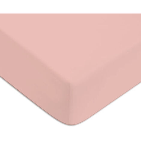 Drap housse en coton 57 fils uni bonnet 25cm rose 140x190cm